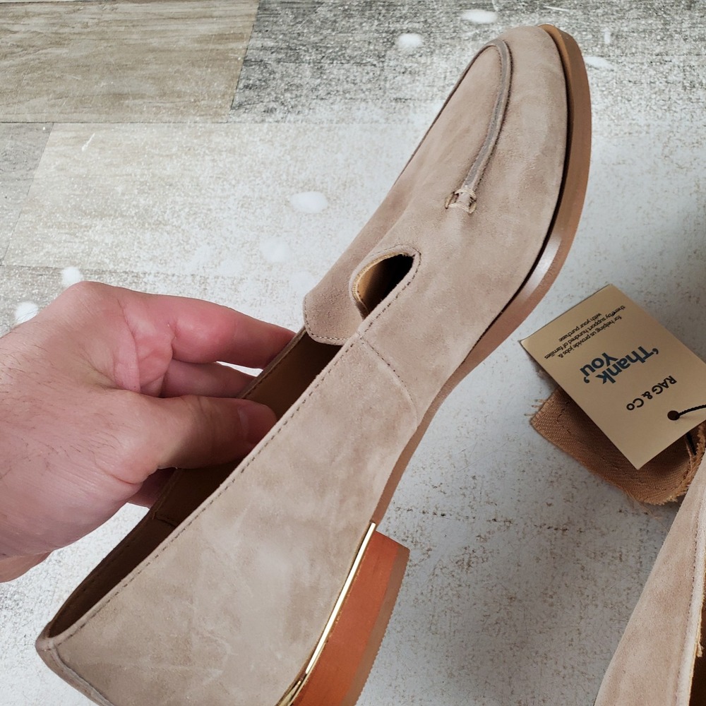 Rag & Co Anna Womens Loafers Sz 8 Brown Suede Leather Almond Toe Slip On Shoes - Picture 8 of 10